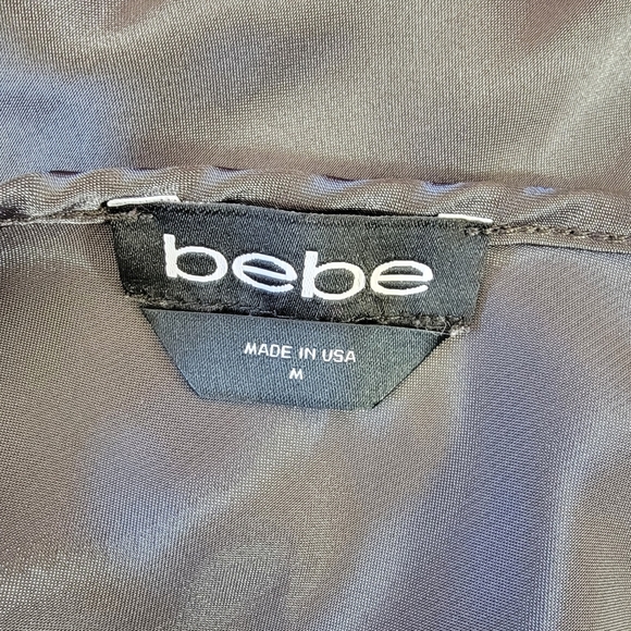 Bebe Satin Long Sleeveless Slip Dress Cowl Neck Dark Gray Pewter Y2K Size M - Picture 7 of 11